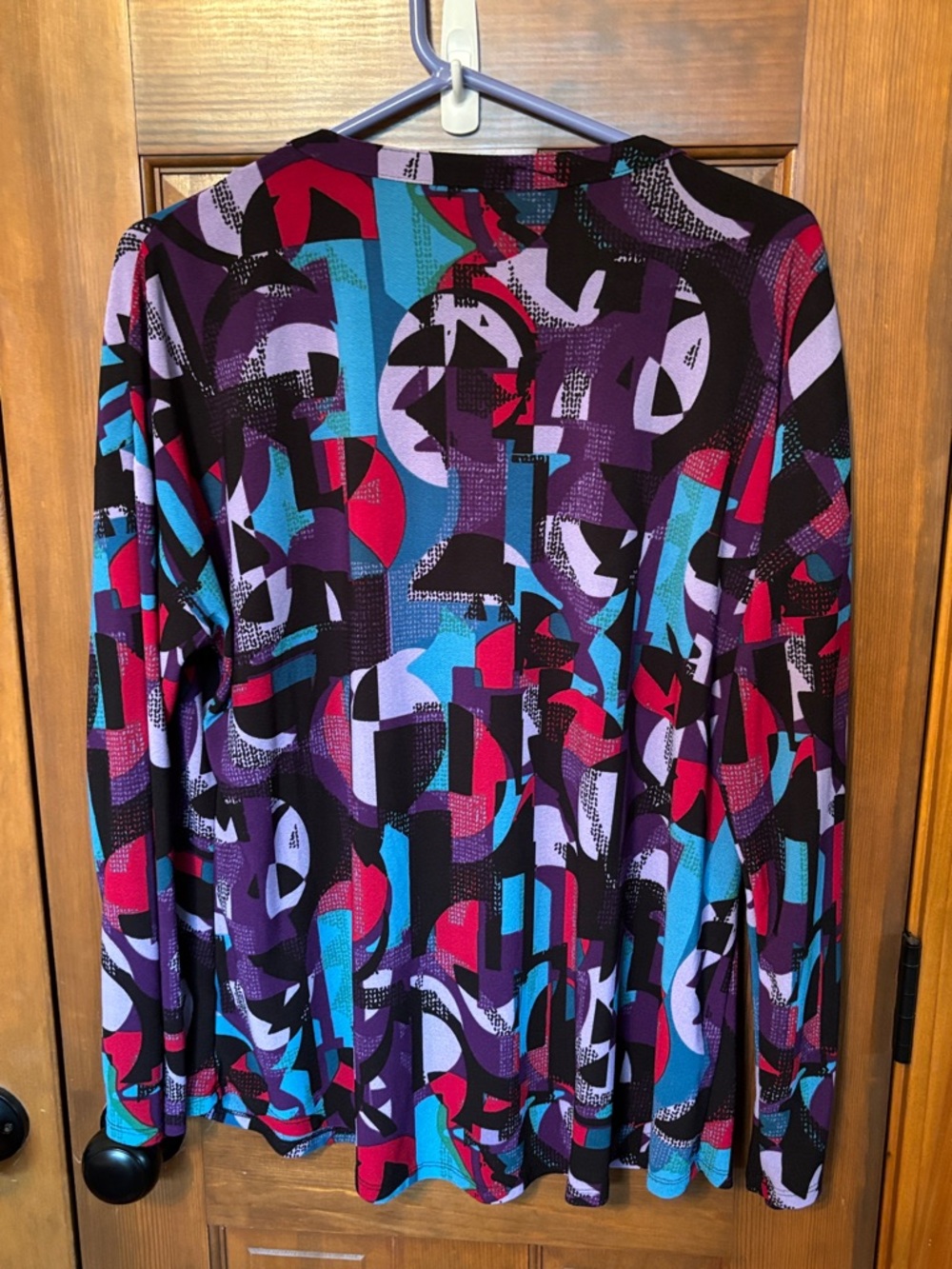 Dana Buchman Abstract Geometric Blouse Purple Teal Pink Women's Size XL - Picture 4 of 6